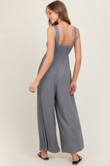 Grey Sleeveless Wide Leg Jumpsuit