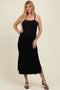 Black Textured Stripe Side Slit Maternity Maxi Dress