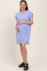 Periwinkle Studded Shoulder Maternity Mini Dress