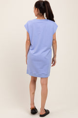 Periwinkle Studded Shoulder Maternity Mini Dress