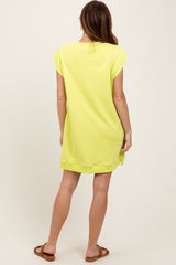 Neon Yellow Studded Shoulder Mini Dress