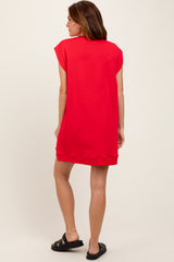 Red Studded Shoulder Mini Dress