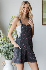 Charcoal Floral Ribbed Romper