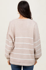 Taupe Striped Oversized Cardigan