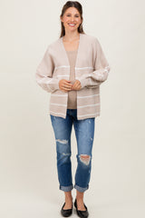 Taupe Striped Oversized Maternity Cardigan