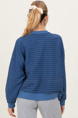 Blue Striped Knit Relaxed Fit Maternity Pullover