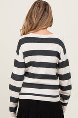 Charcoal Faux Layer Striped Knit Maternity Sweater