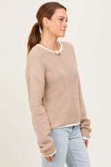 Taupe Contrast Trim Sweater