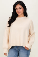Cream Drop Shoulder Relaxed Fit Sweater