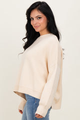 Cream Drop Shoulder Relaxed Fit Sweater