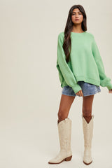 Lime Drop Shoulder Relaxed Fit Sweater