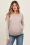 Beige Ribbed Maternity Long Sleeve Top