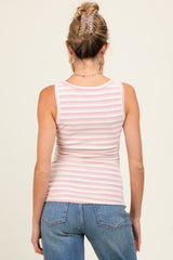 Light Pink Striped Fitted Maternity Tank Top