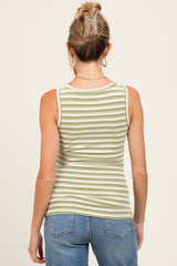 Green Striped Fitted Maternity Tank Top