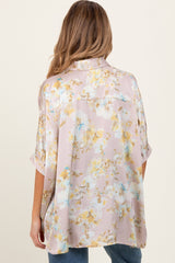 Light Pink Floral Boxy Fit Maternity Short Sleeve Blouse