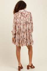 Brown Animal Print Tiered Maternity Mini Dress