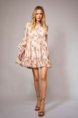 Brown Animal Print Tiered Mini Dress