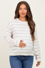 Cream Striped Drop Shoulder Maternity Sweater