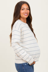 Cream Striped Drop Shoulder Maternity Sweater