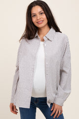 Ivory Checker Plaid Button Down Maternity Shirt