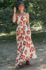 Rust Floral Smocked Top With Maxi Skirt Maternity Set
