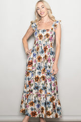 Multicolor Floral Smocked Tiered Maternity Maxi Dress
