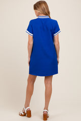 Royal Blue Sporty Maternity Polo Dress