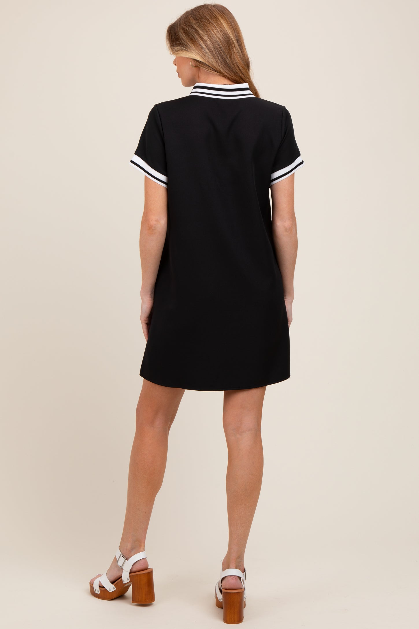 Black Sporty Maternity Polo Dress