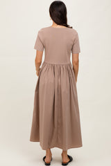 Taupe Solid Maxi Dress