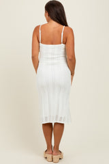Ivory Sleeveless Frill Sweater Maternity Midi Dress