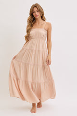 CreamLace Tiered Sleeveless Maxi Dress