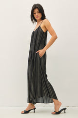 Black Printed Sleeveless Wide Leg Jumpsuit