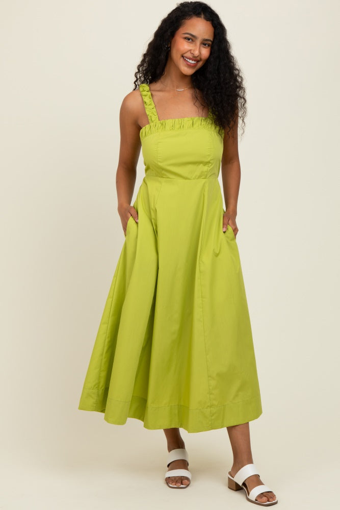 Lime Back Bow Tie Detail Sleeveless Maternity Midi Dress