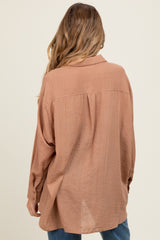 Mocha Oversized Maternity Button Down Shirt