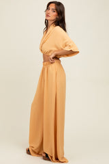 Peach Crop Blouse Wide Leg Pant Set