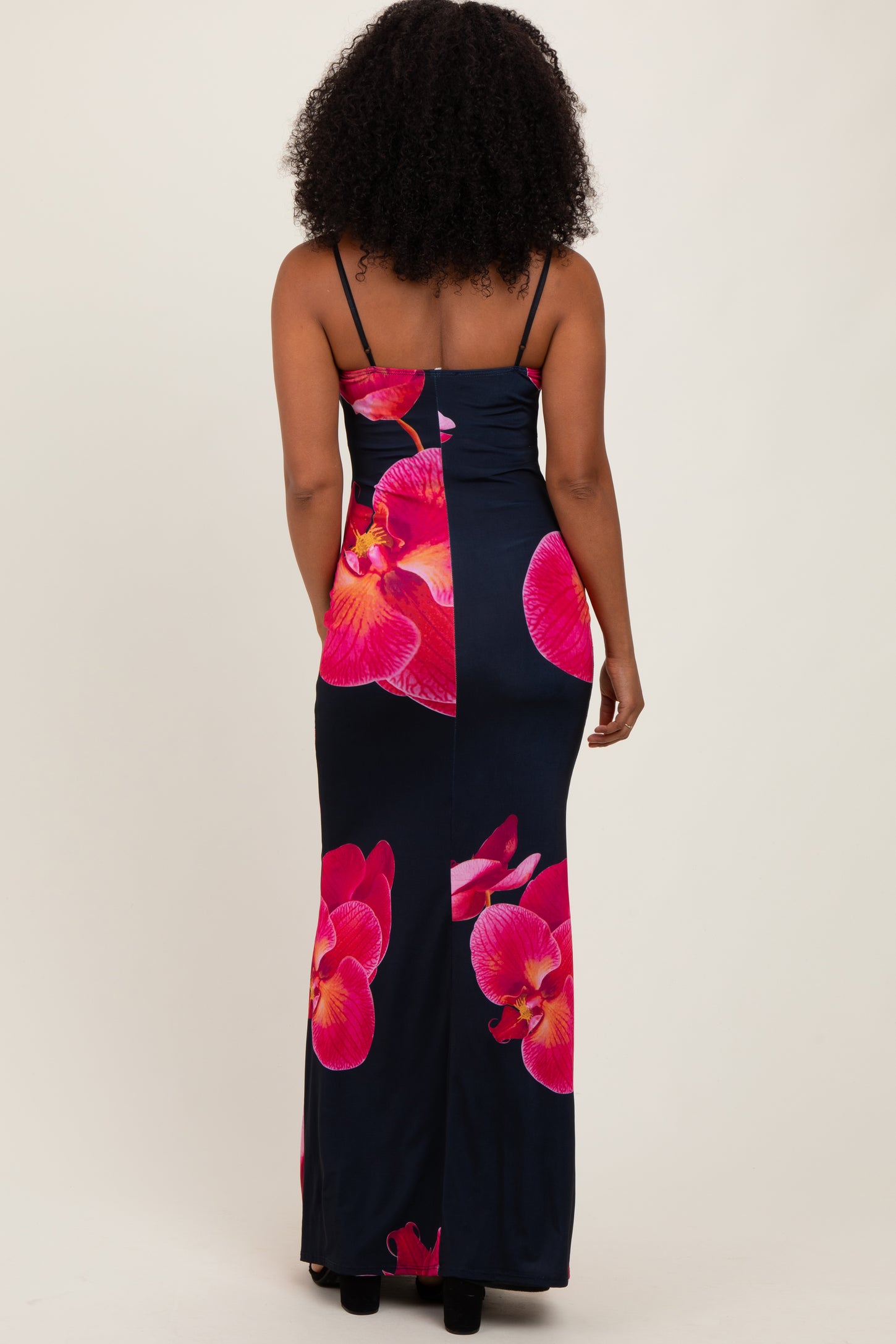 Black Floral Sleeveless Maxi Dress