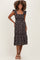 Black Floral Smocked Ruffle Strap Maternity Midi Dress