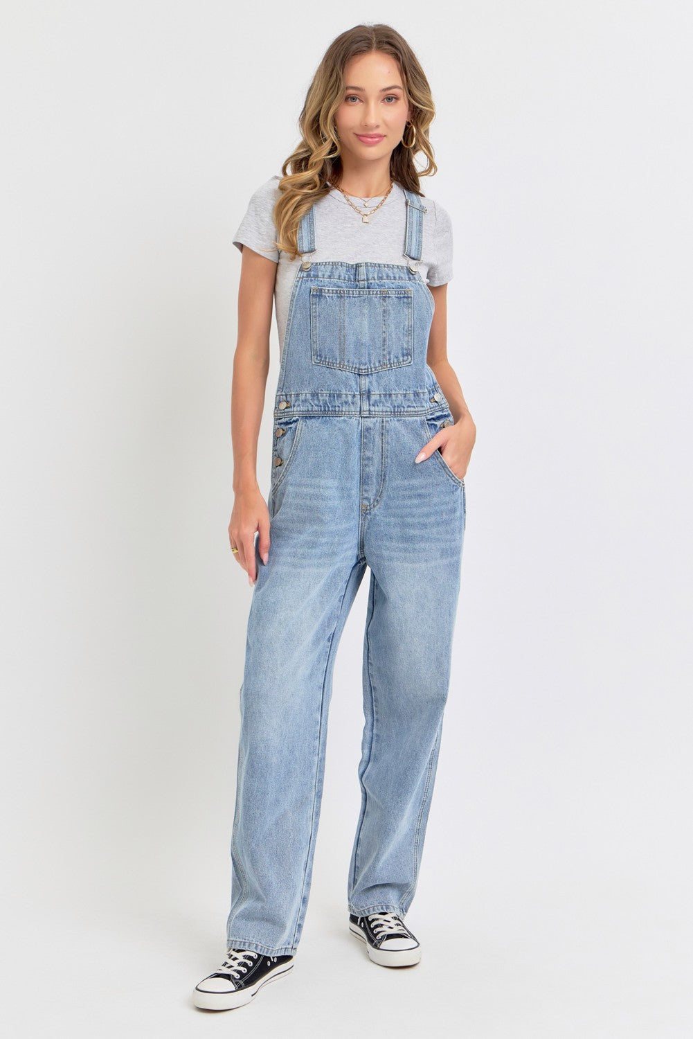 Light Blue Denim Front Pocket Overall