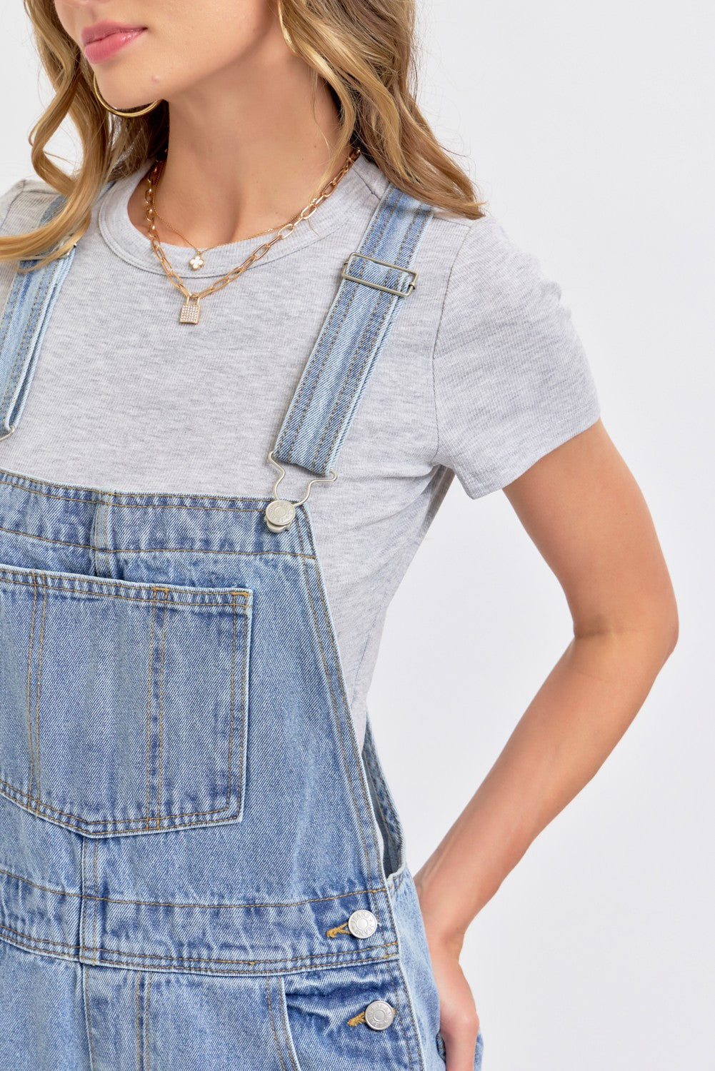 Light Blue Denim Front Pocket Overall