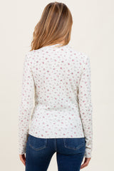 Ivory Floral Crinkled Texture High Neck Maternity Long Sleeve