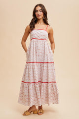 Coral Cotton Floral Maxi Dress