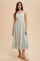 Mint Green Striped Cotton Sleeveless Maternity Dress