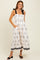 Cream/Black Vintage Floral Border Printed Smocked Top Sleeveless Maxi Dress
