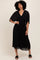 Black Pleated V Neck Maxi Dress