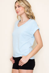 Light Blue Terry Short Sleeve Top