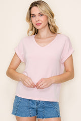 Light Pink Terry Short Sleeve Top