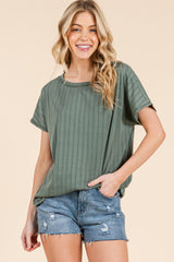 Olive Ribbed Relaxed Maternity Tee
