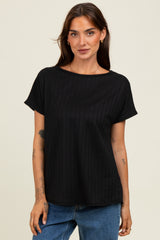 Black Ribbed Relaxed Maternity Tee