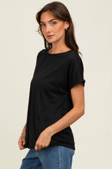 Black Ribbed Relaxed Tee
