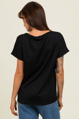 Black Ribbed Relaxed Tee